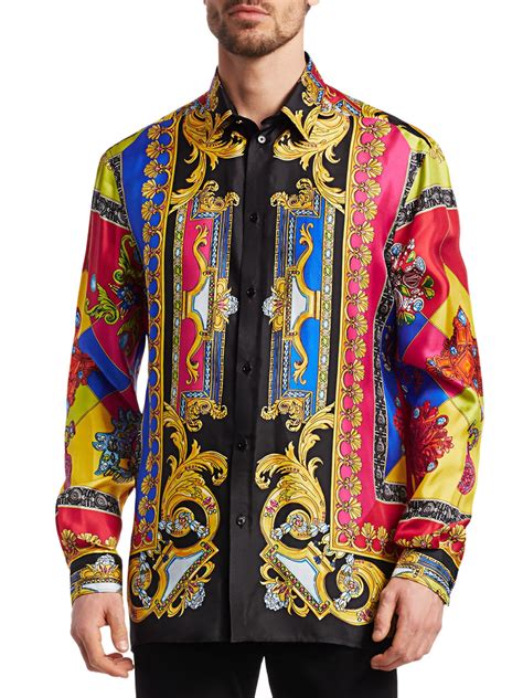 versace silk shirt mens sale|versace shirt men's price.